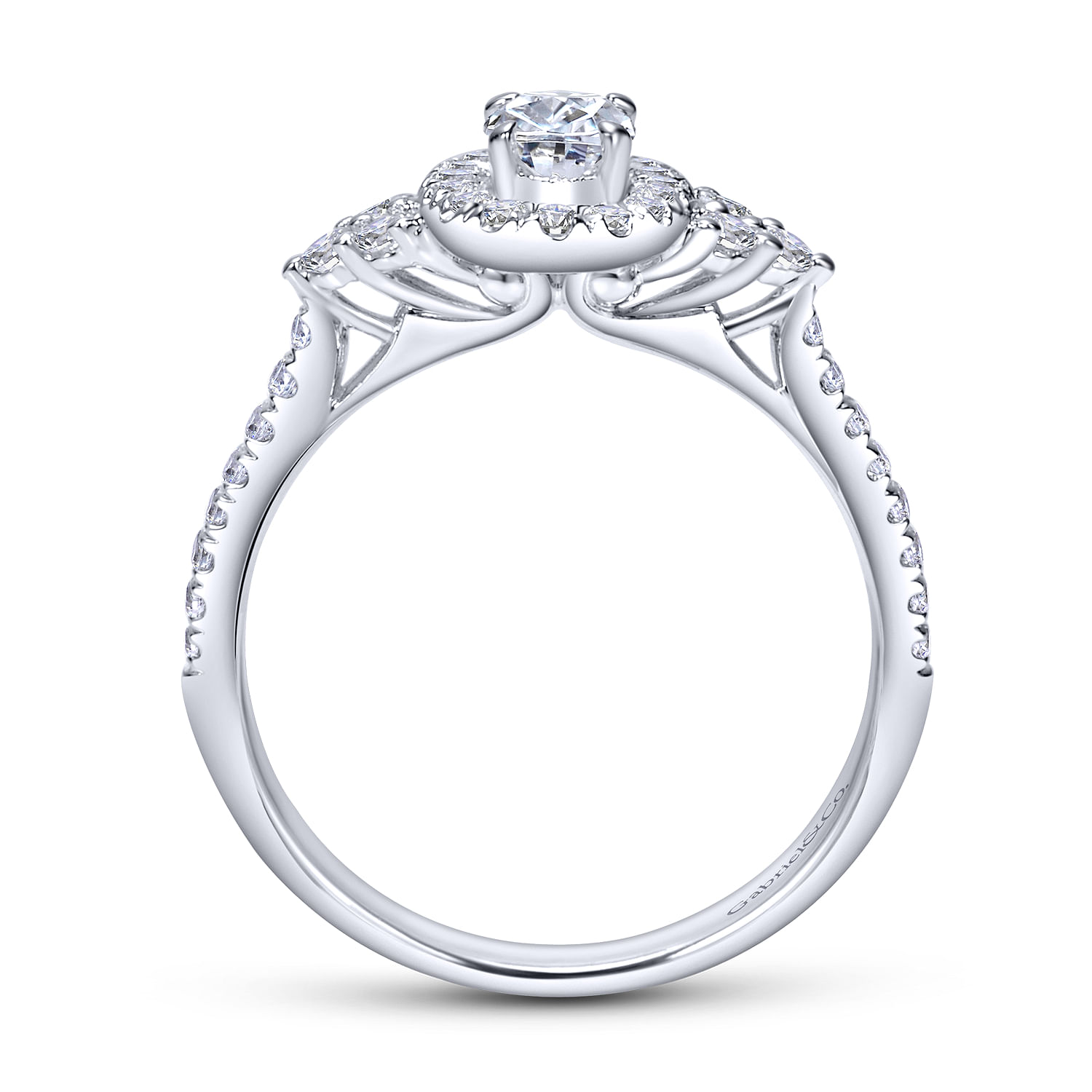 Bionda - 14K White Gold Oval Halo Complete Diamond Engagement Ring