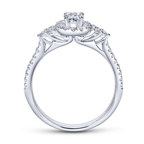 Bionda - 14K White Gold Oval Halo Complete Diamond Engagement Ring - 0.66 ct - Shot 2