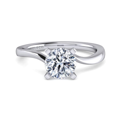 Blair - 14K White Gold Bypass Round Diamond Engagement Ring