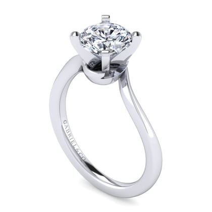 Blair - 14K White Gold Bypass Round Diamond Engagement Ring