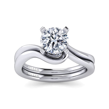 Blair - 14K White Gold Bypass Round Diamond Engagement Ring