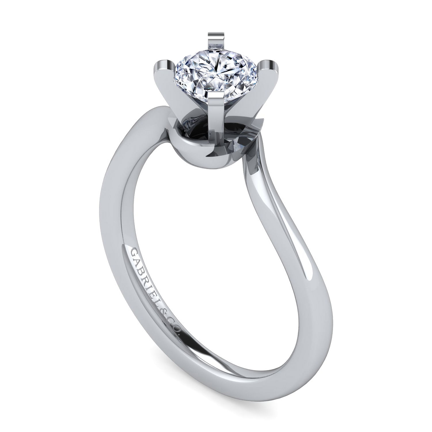 Blair - Platinum Round Diamond Bypass Engagement Ring - Shot 3