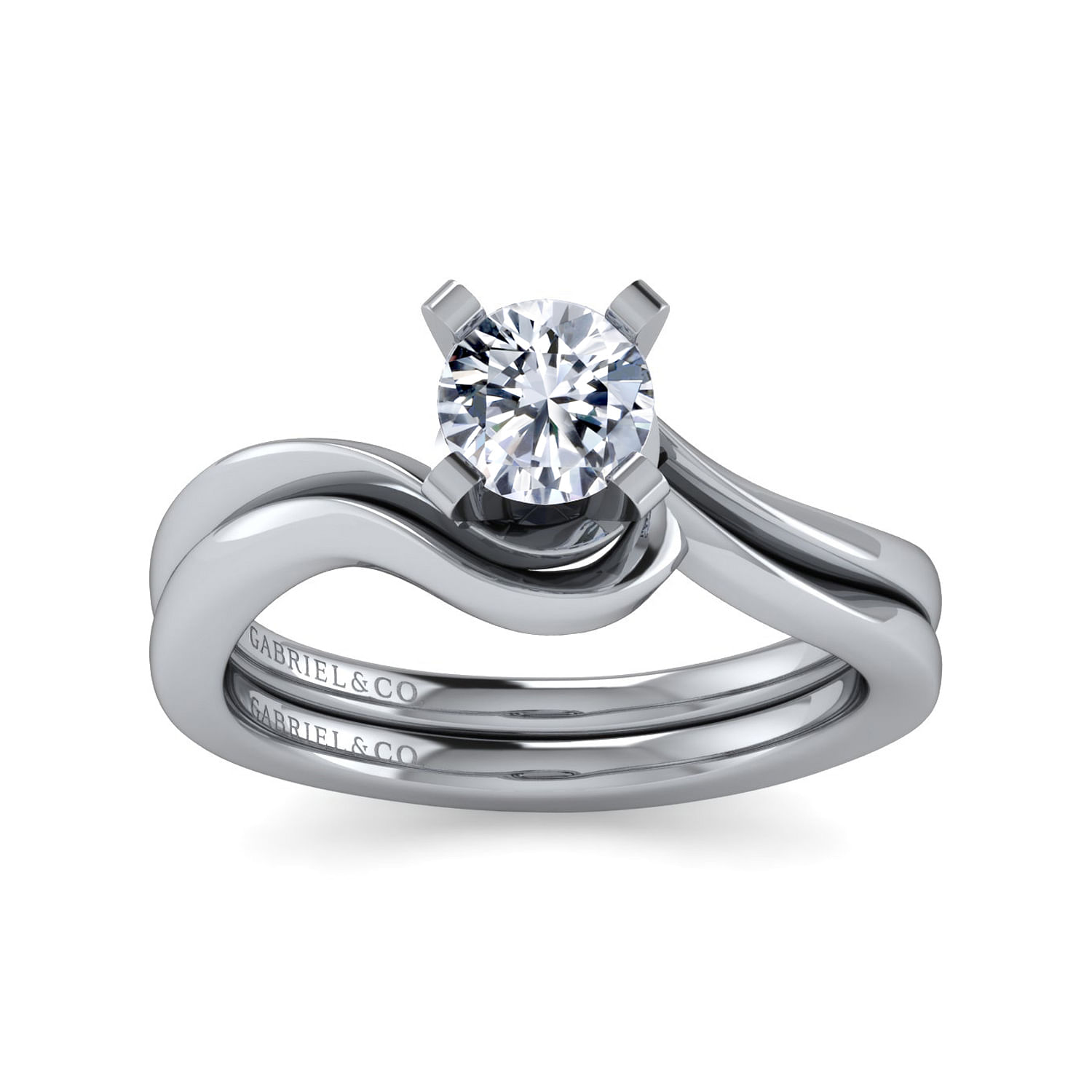 Blair - Platinum Round Diamond Bypass Engagement Ring - Shot 4