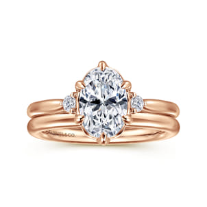 Blaise - 14K Rose Gold Oval Three Stone Diamond Engagement Ring