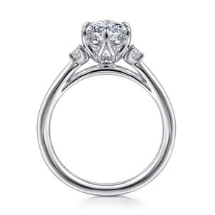 Blaise - 14K White Gold 6 Prong Oval Three Stone Diamond Engagement Ring