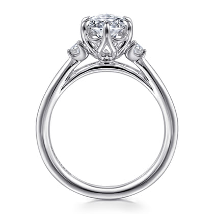 Blaise - 14K White Gold 6 Prong Oval Three Stone Diamond Engagement Ring
