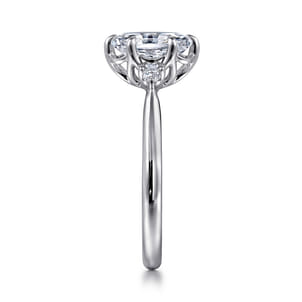 Blaise - 14K White Gold 6 Prong Oval Three Stone Diamond Engagement Ring