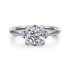 Blaise - 14K White Gold Cushion Cut Three Stone Diamond Engagement Ring