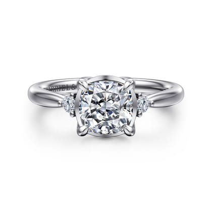 Blaise - 14K White Gold Cushion Cut Three Stone Diamond Engagement Ring