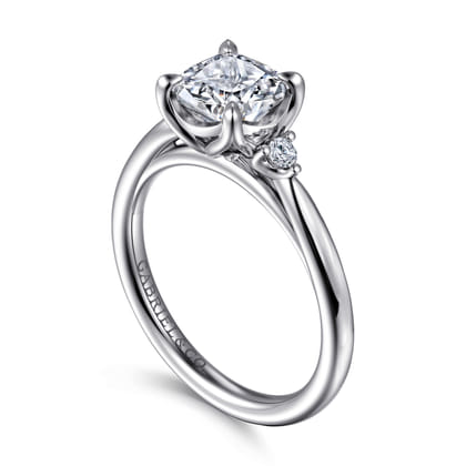 Blaise - 14K White Gold Cushion Cut Three Stone Diamond Engagement Ring