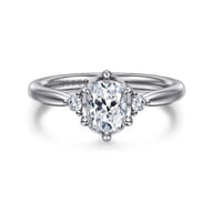Blaise - 14K White Gold Elongated Cushion Three Stone Diamond Engagement Ring