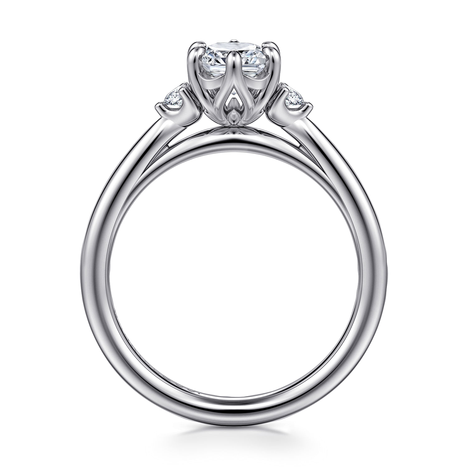 Blaise - 14K White Gold Elongated Cushion Three Stone Diamond Engagement Ring