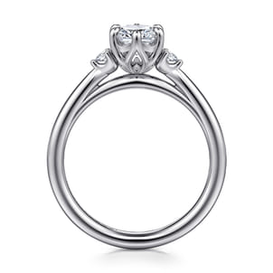 Blaise - 14K White Gold Elongated Cushion Three Stone Diamond Engagement Ring