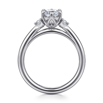 Blaise - 14K White Gold Elongated Cushion Three Stone Diamond Engagement Ring