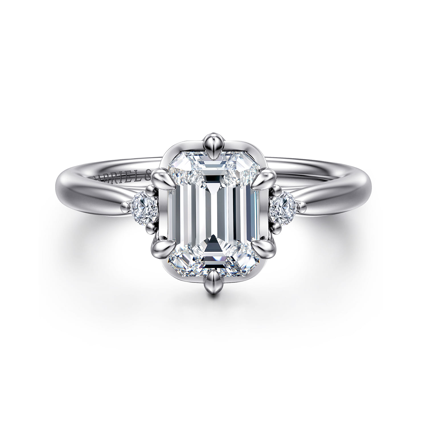 Blaise - 14K White Gold Emerald Cut Three Stone Diamond Engagement Ring