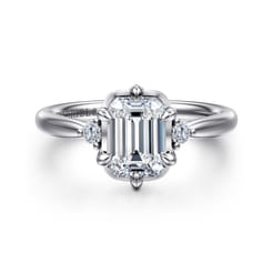 Blaise - 14K White Gold Emerald Cut Three Stone Diamond Engagement Ring