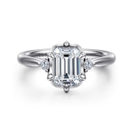 Blaise - 14K White Gold Emerald Cut Three Stone Diamond Engagement Ring