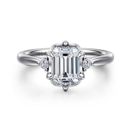 Blaise - 14K White Gold Emerald Cut Three Stone Diamond Engagement Ring
