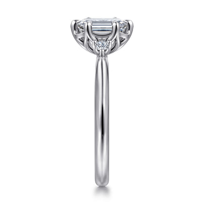 Blaise - 14K White Gold Emerald Cut Three Stone Diamond Engagement Ring