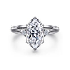 Blaise - 14K White Gold Marquise Shape Three Stone Diamond Engagement Ring