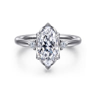 Blaise - 14K White Gold Marquise Shape Three Stone Diamond Engagement Ring