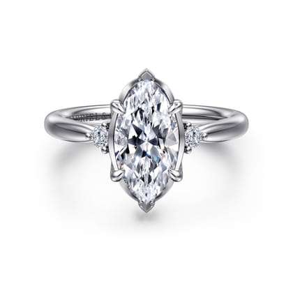 Blaise - 14K White Gold Marquise Shape Three Stone Diamond Engagement Ring