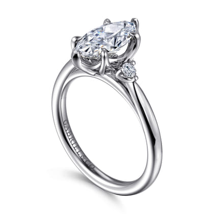 Blaise - 14K White Gold Marquise Shape Three Stone Diamond Engagement Ring