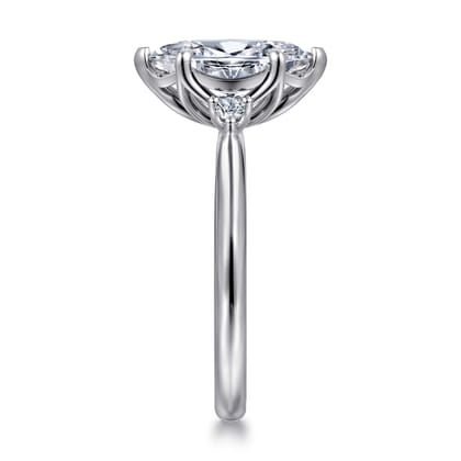 Blaise - 14K White Gold Marquise Shape Three Stone Diamond Engagement Ring
