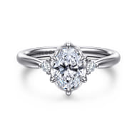 Blaise - 14K White Gold Oval Three Stone Diamond Engagement Ring
