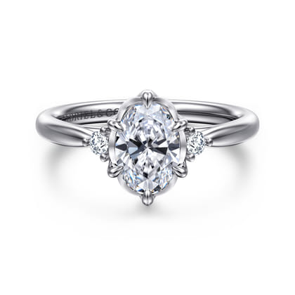 Blaise - 14K White Gold Oval Three Stone Diamond Engagement Ring