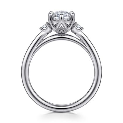 Blaise - 14K White Gold Oval Three Stone Diamond Engagement Ring