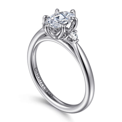 Blaise - 14K White Gold Oval Three Stone Diamond Engagement Ring