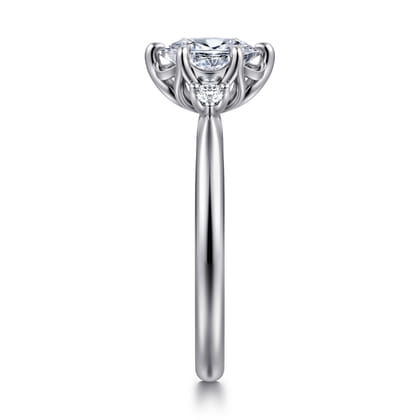 Blaise - 14K White Gold Oval Three Stone Diamond Engagement Ring