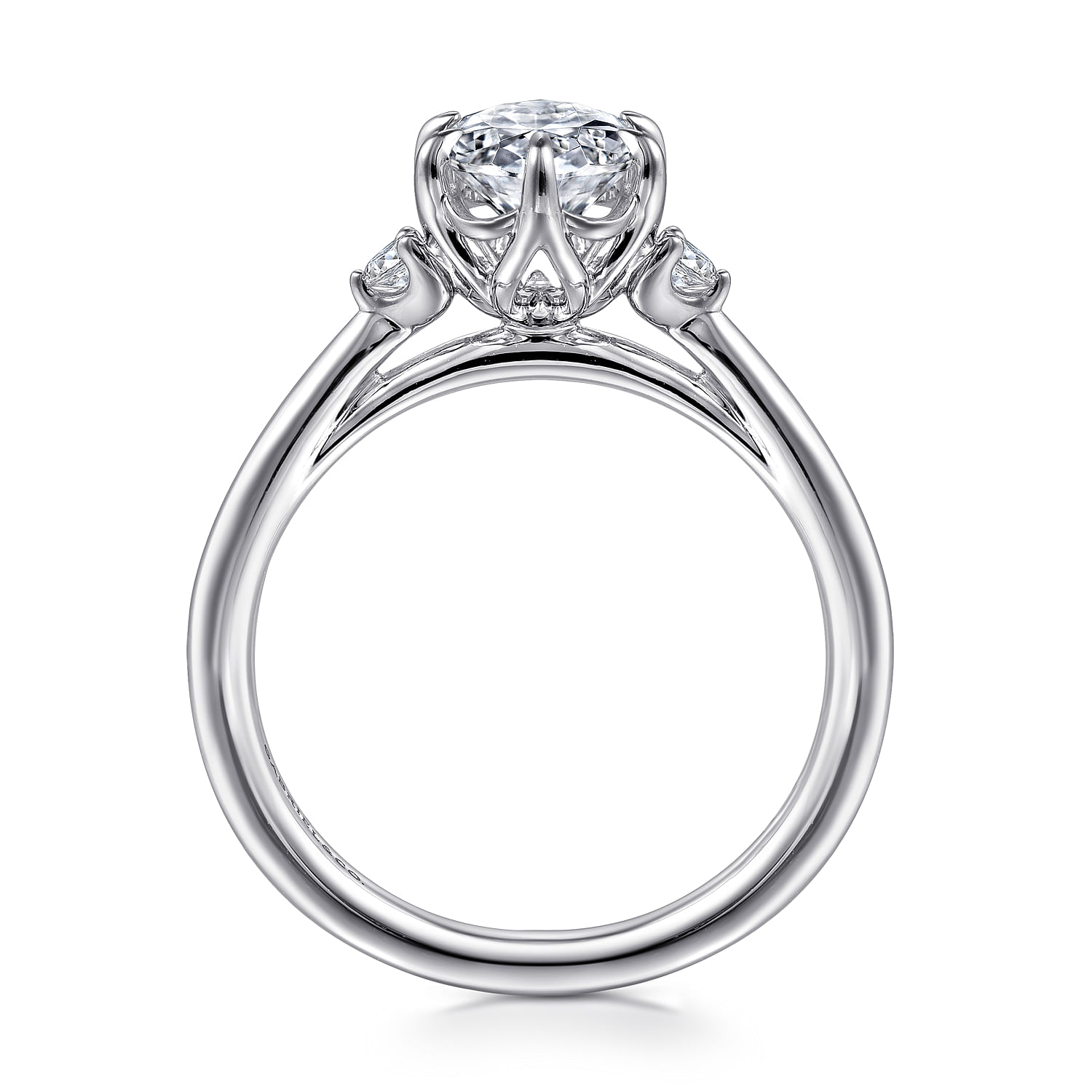 Blaise - 14K White Gold Oval Three Stone Diamond Engagement Ring