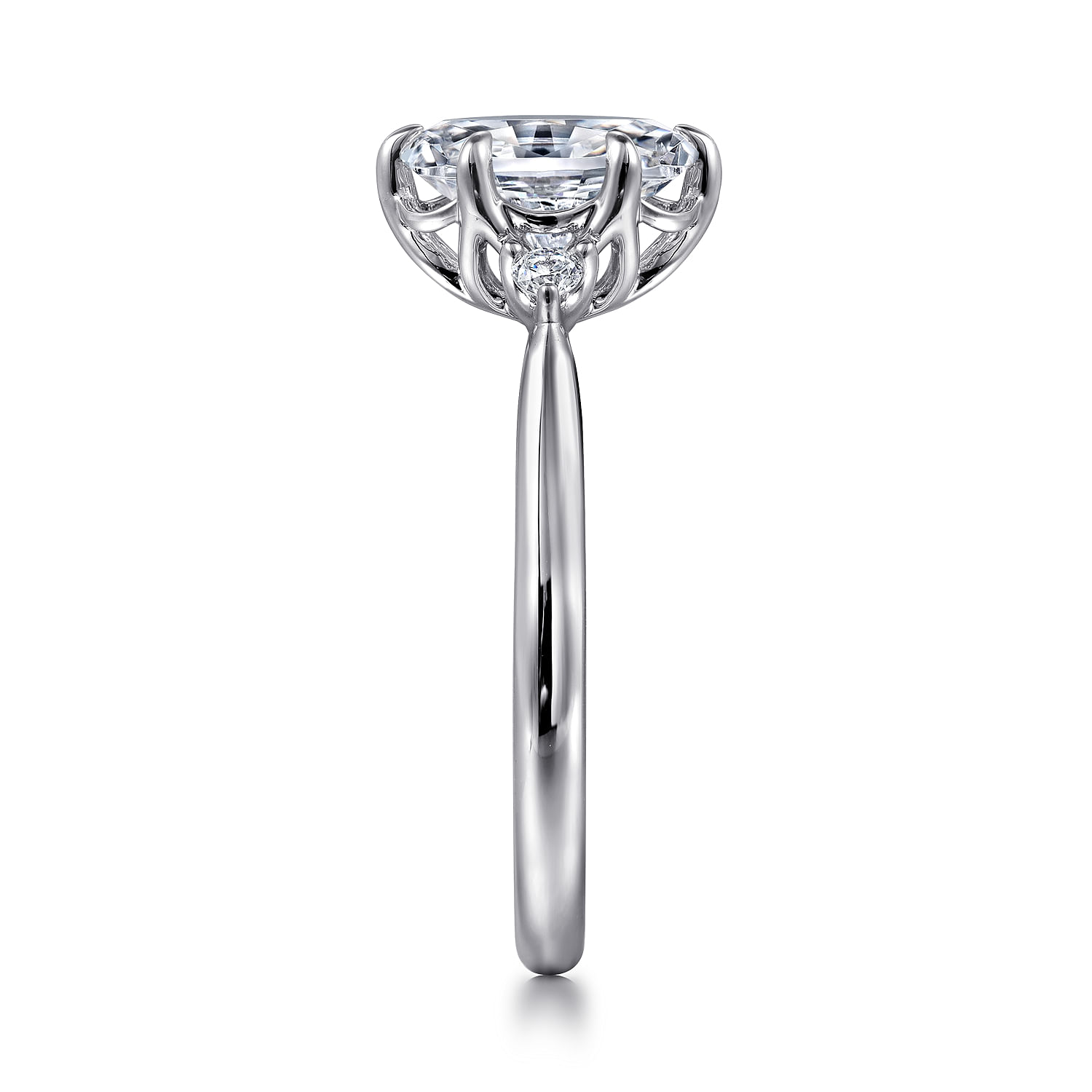 Blaise - 14K White Gold Oval Three Stone Diamond Engagement Ring