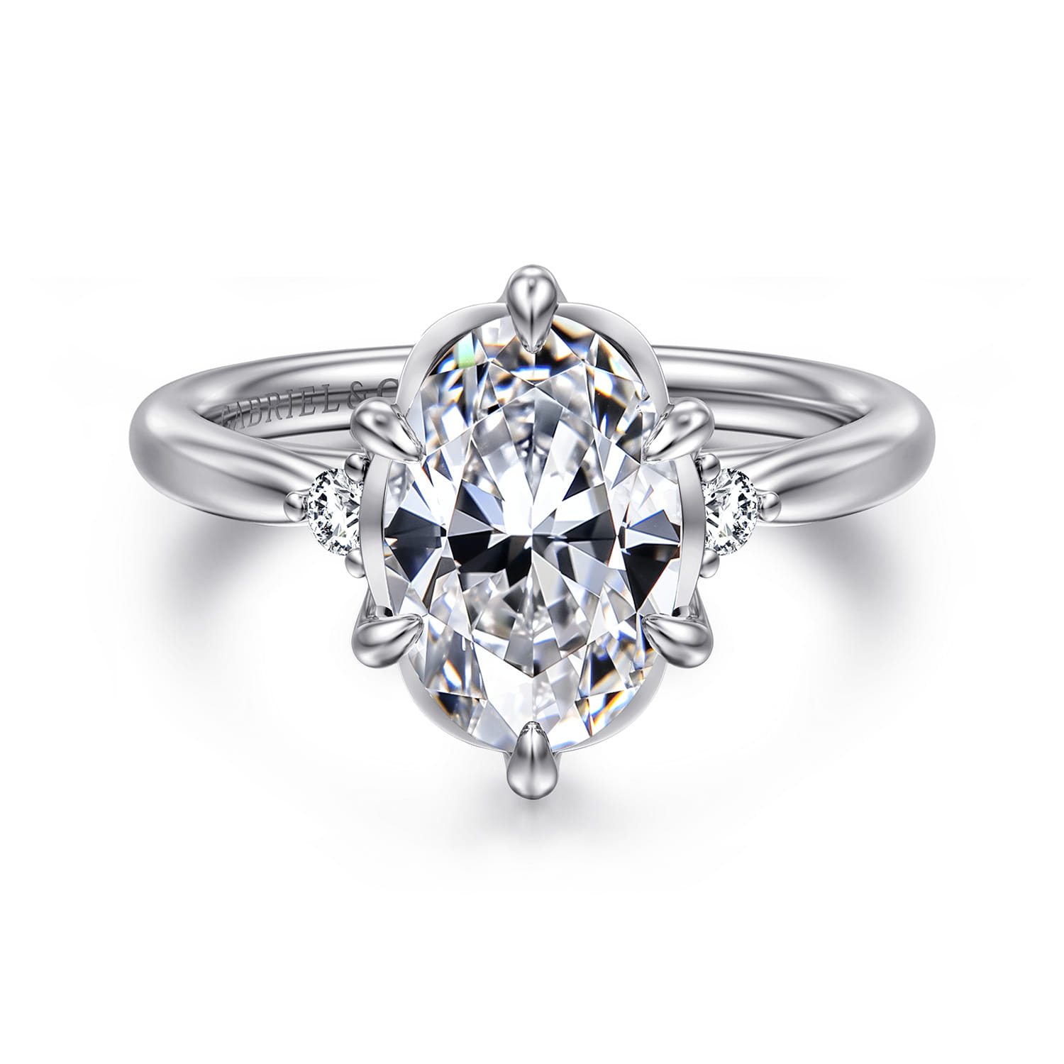 Blaise - 14K White Gold Oval Three Stone Diamond Engagement Ring