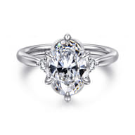 Blaise - 14K White Gold Oval Three Stone Diamond Engagement Ring