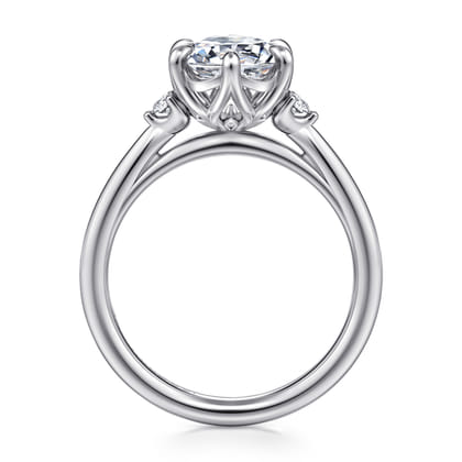 Blaise - 14K White Gold Oval Three Stone Diamond Engagement Ring