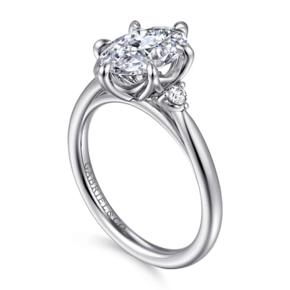 Blaise - 14K White Gold Oval Three Stone Diamond Engagement Ring