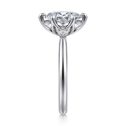 Blaise - 14K White Gold Oval Three Stone Diamond Engagement Ring