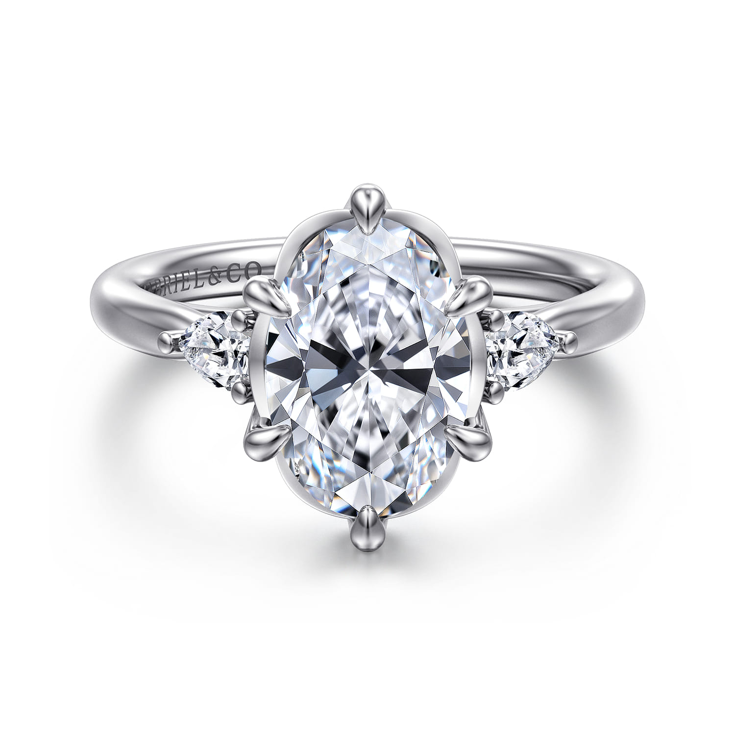 Blaise - 14K White Gold Oval Three Stone Diamond Engagement Ring