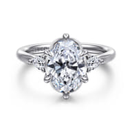 Blaise - 14K White Gold Oval Three Stone Diamond Engagement Ring