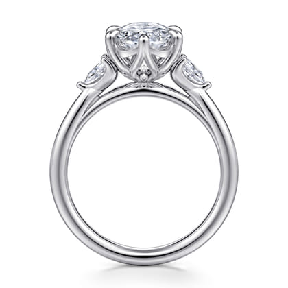 Blaise - 14K White Gold Oval Three Stone Diamond Engagement Ring