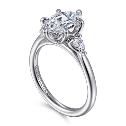 Blaise - 14K White Gold Oval Three Stone Diamond Engagement Ring