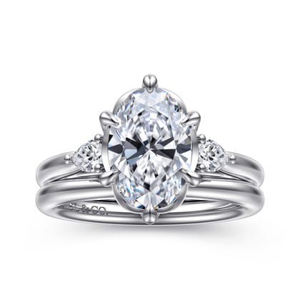 Blaise - 14K White Gold Oval Three Stone Diamond Engagement Ring