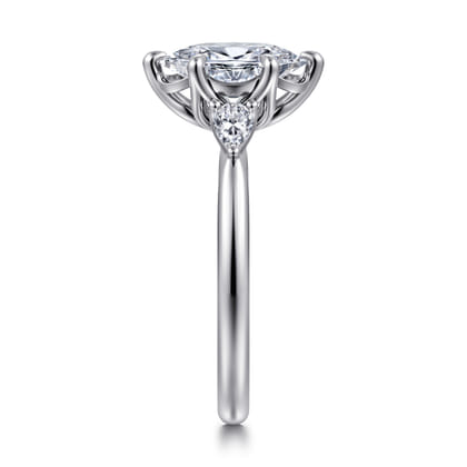 Blaise - 14K White Gold Oval Three Stone Diamond Engagement Ring