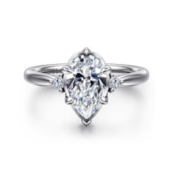Blaise - 14K White Gold Pear Shape Three Stone Diamond Engagement Ring