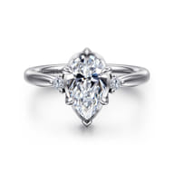 Blaise - 14K White Gold Pear Shape Three Stone Diamond Engagement Ring