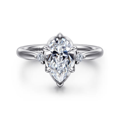 Blaise - 14K White Gold Pear Shape Three Stone Diamond Engagement Ring