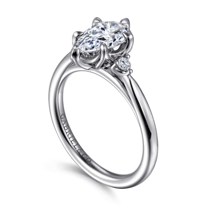 Blaise - 14K White Gold Pear Shape Three Stone Diamond Engagement Ring